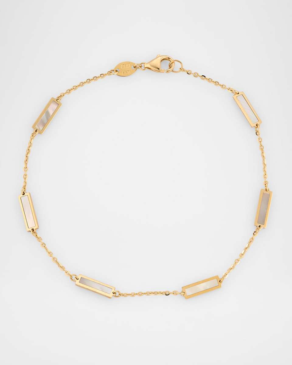 14K Yellow Gold Inlay Station Bracelet
